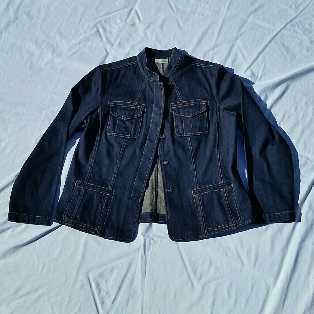 Chico's Platinum Denim Jacket 2 (Large)